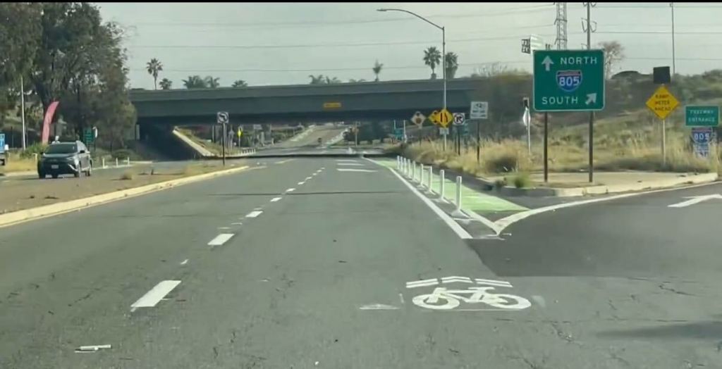 Eyes on the Street: Caltrans Protected Bikeway Near SD Freeway